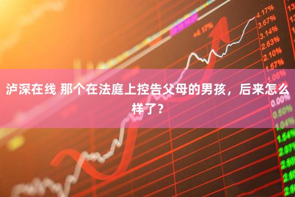 泸深在线 那个在法庭上控告父母的男孩，后来怎么样了？