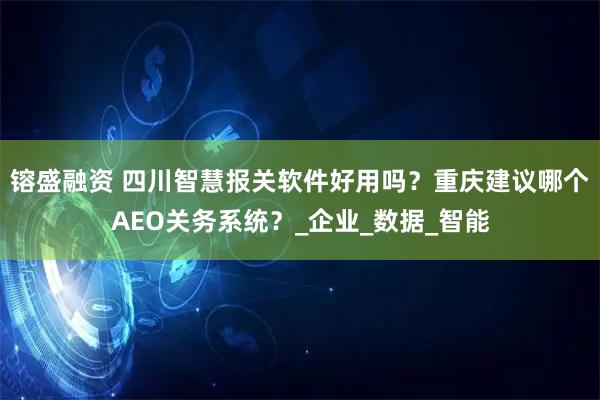 镕盛融资 四川智慧报关软件好用吗？重庆建议哪个AEO关务系统？_企业_数据_智能